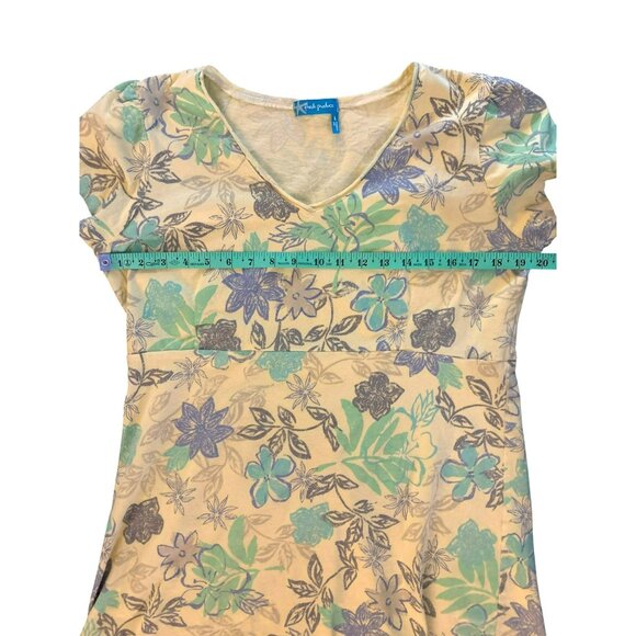 Fresh Produce Yellow Floral A-Line Dress With Ruffle Hem V-Neck Short Sleeves 10 - Picture 6 of 7